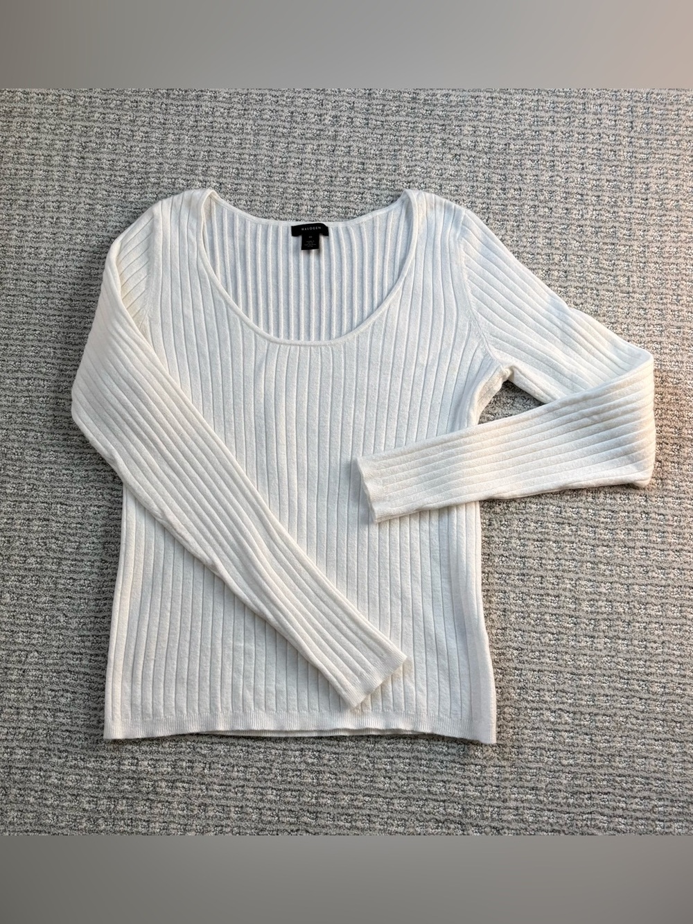 Halogen ivory ribbed sweater, size M